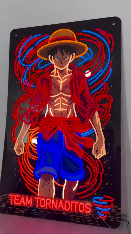 Letrero de neón de anime Team Tornaditos para cuarto, hecho por Neón Pro