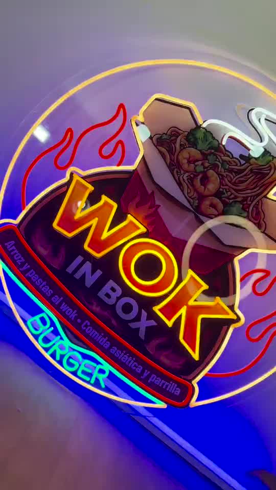 Aviso de neón de Wok in Box, hecho por Neón Pro