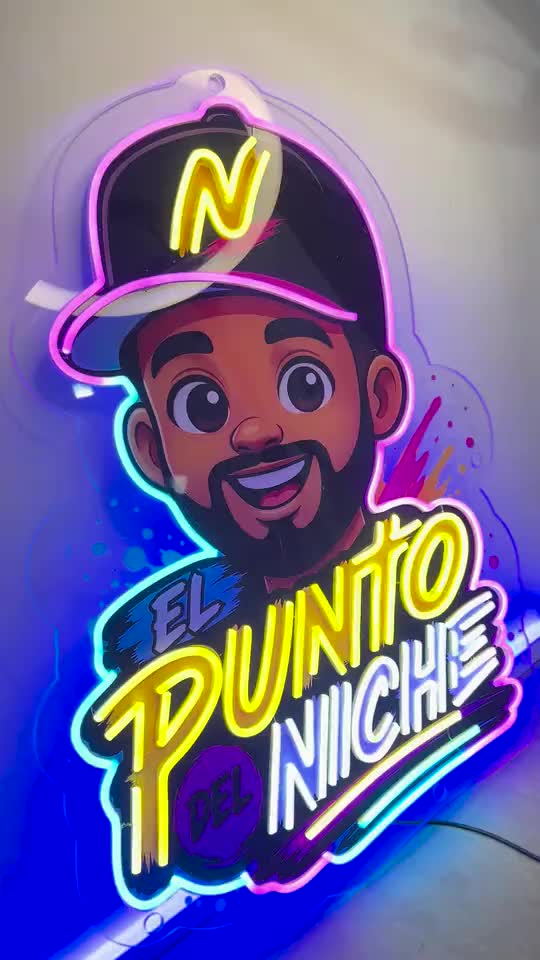 Logo de empresa en neón de El Punto del Niche, hecho por Neón Pro