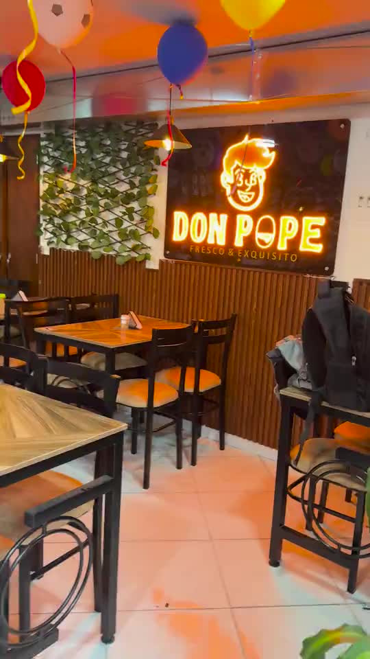 Aviso de neón de Don Pope, comidas rápidas, hecho por Neón Pro