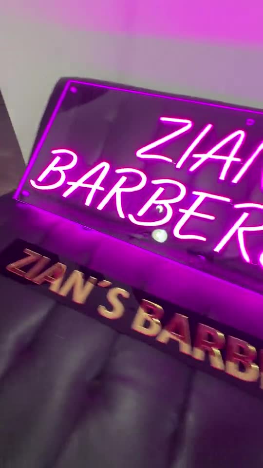 Aviso de neón de Zian's Barbershop, hecho por Neón Pro